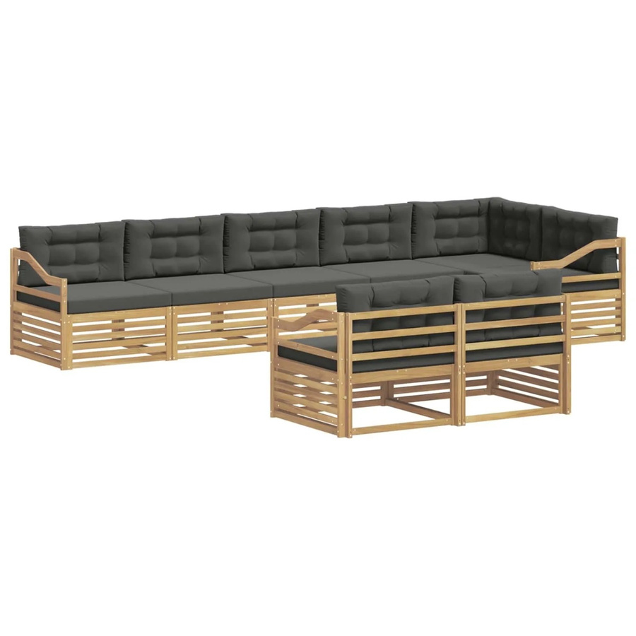vidaXL Outdoor-Sofagarnitur in L-Form aus Akazienholz mit 8 Teilen in Anthrazit und Weiß - Bild 2
