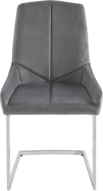 Vente-unique Stuhl Berlona in Grau aus Samt mit Metallgestell, Breite: 53 cm, Tiefe: 53 cm, Höhe: 53 cm - Bild 1
