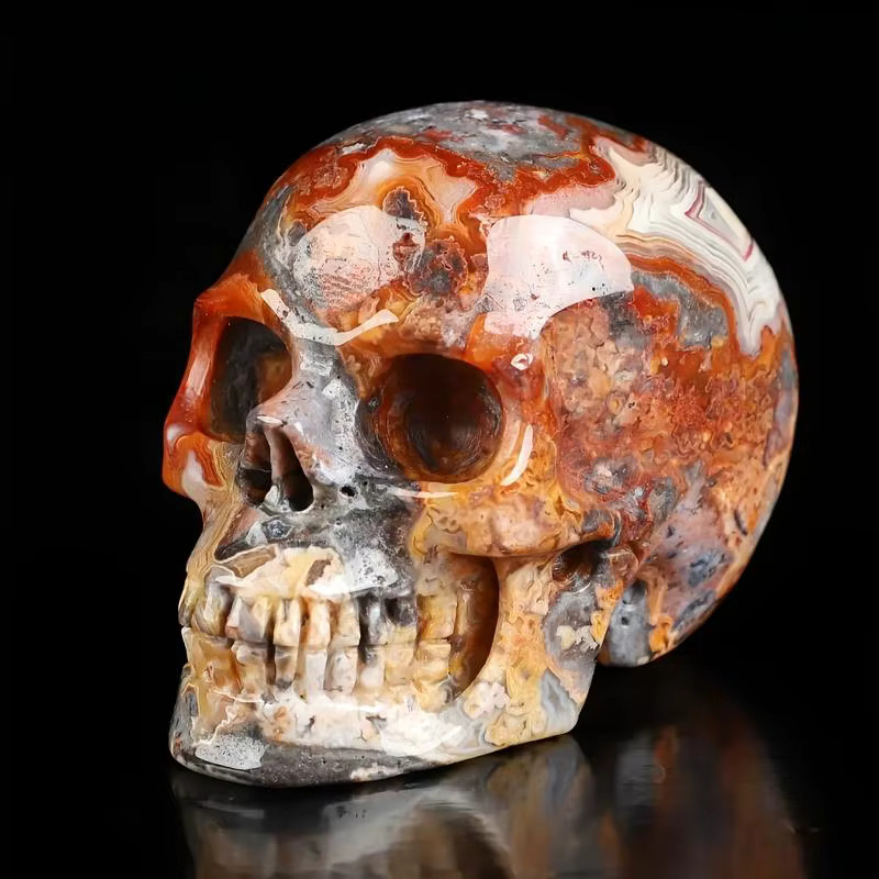 Natürlicher Geld-Achat-Schädel von CrystalHola in Mehrfarbig für Gothic-Heimdekoration und Schmuckherstellung - Bild 4