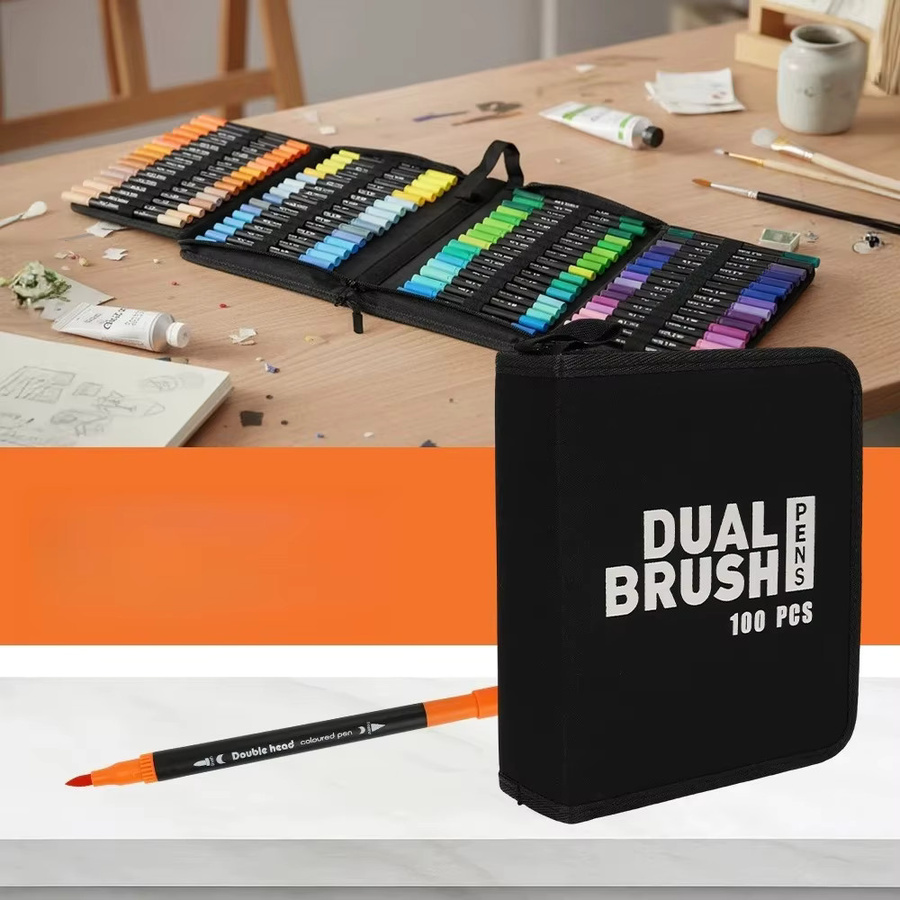 100-teiliges Pinselstift-Set mit doppelseitigen Filzstiften in Multicolour für Handlettering, Manga und Malbücher - Bild 4