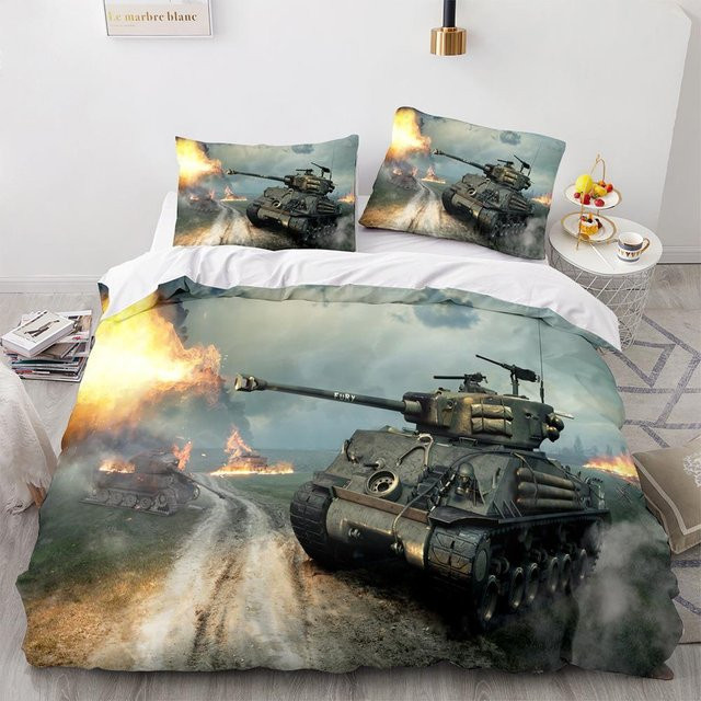 Binchi Fitness Panzer Bettwäscheset aus Mikrofaser mit Motiv für Teenager, 2-teilig, Multicolor, B: 245 cm, H: 210 cm - Bild 1