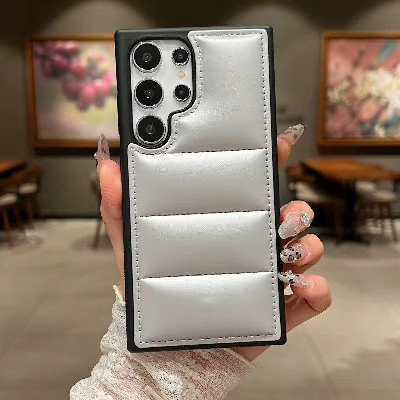 Luxus Leder Handyhülle Daunentelefonhülle für Samsung Galaxy S25 S24 S23 Ultra Plus mit Anti-Drop Schutz - Bild 1
