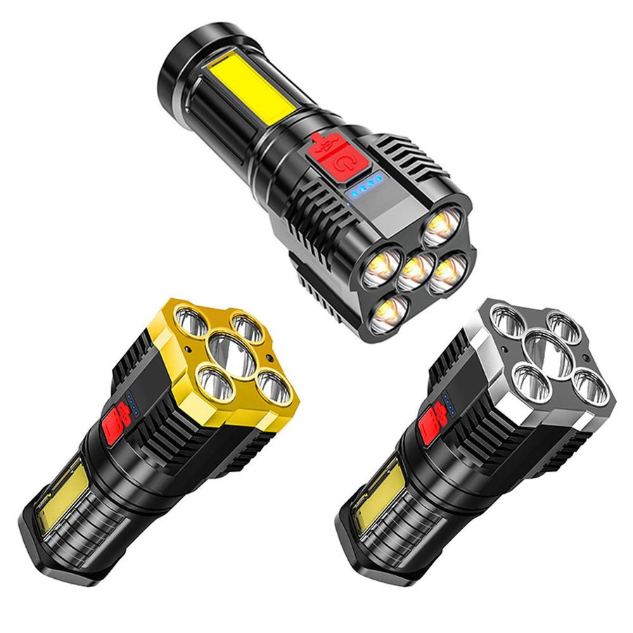 TOMTOP JMS LED-Taschenlampe mit USB-Ladefunktion und Seitenlicht, Silber - Bild 6