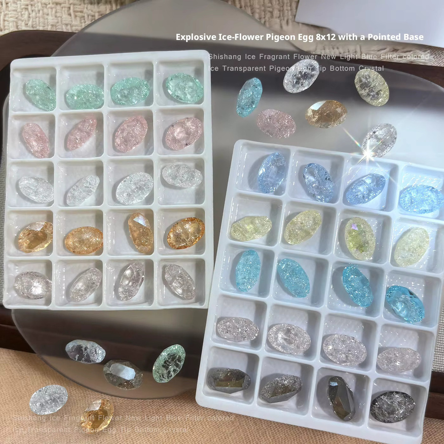 YYM Nagelrhinesteine, 10 Stück, Oval, Transparent, Glänzend - Bild 1