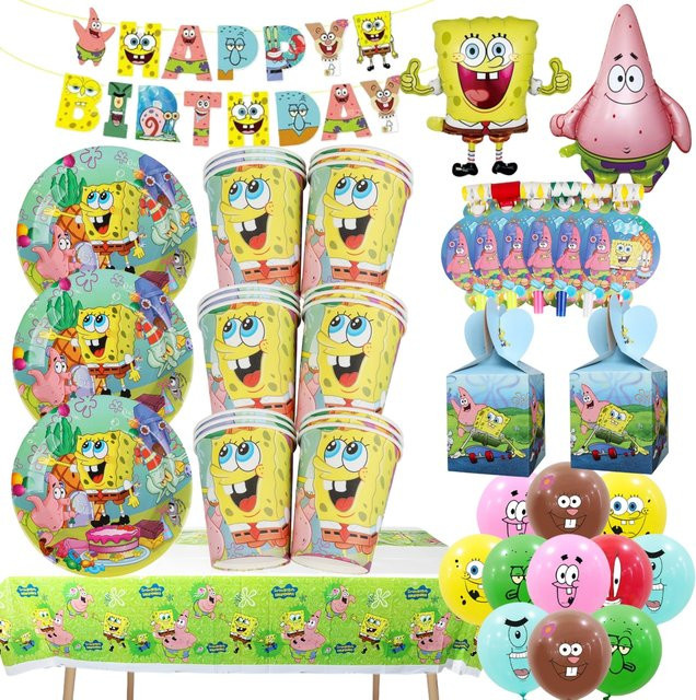 Potdemiel SpongeBob Thema Geburtstag Party Geschirr, Maske, Flagge, Candy Box, Rucksack - Bild 1