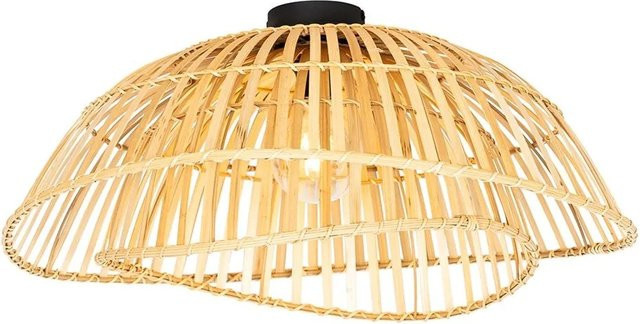 QAZQA Orientalische Deckenleuchte aus Bambus und Stahl in Schwarz, Durchmesser: 62 cm - Bild 1