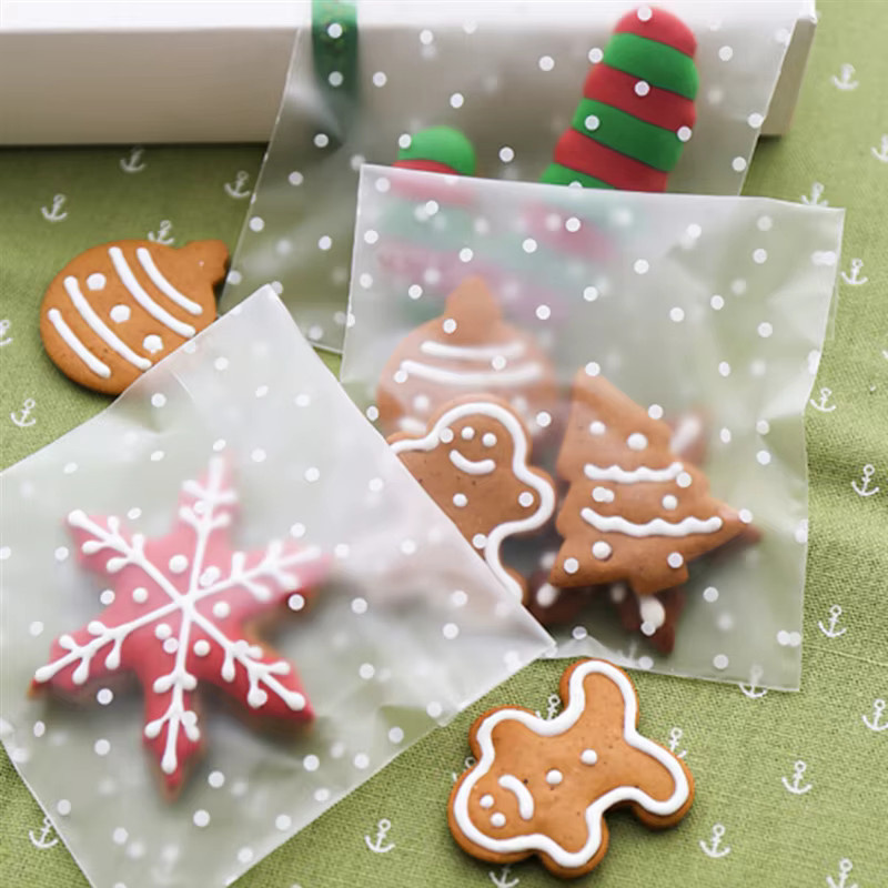 100 Stück transparente Kunststoff-Geschenktüten mit Punktmuster und selbstklebendem Verschluss für Candy, Cookies und Party-Dekoration - Bild 2