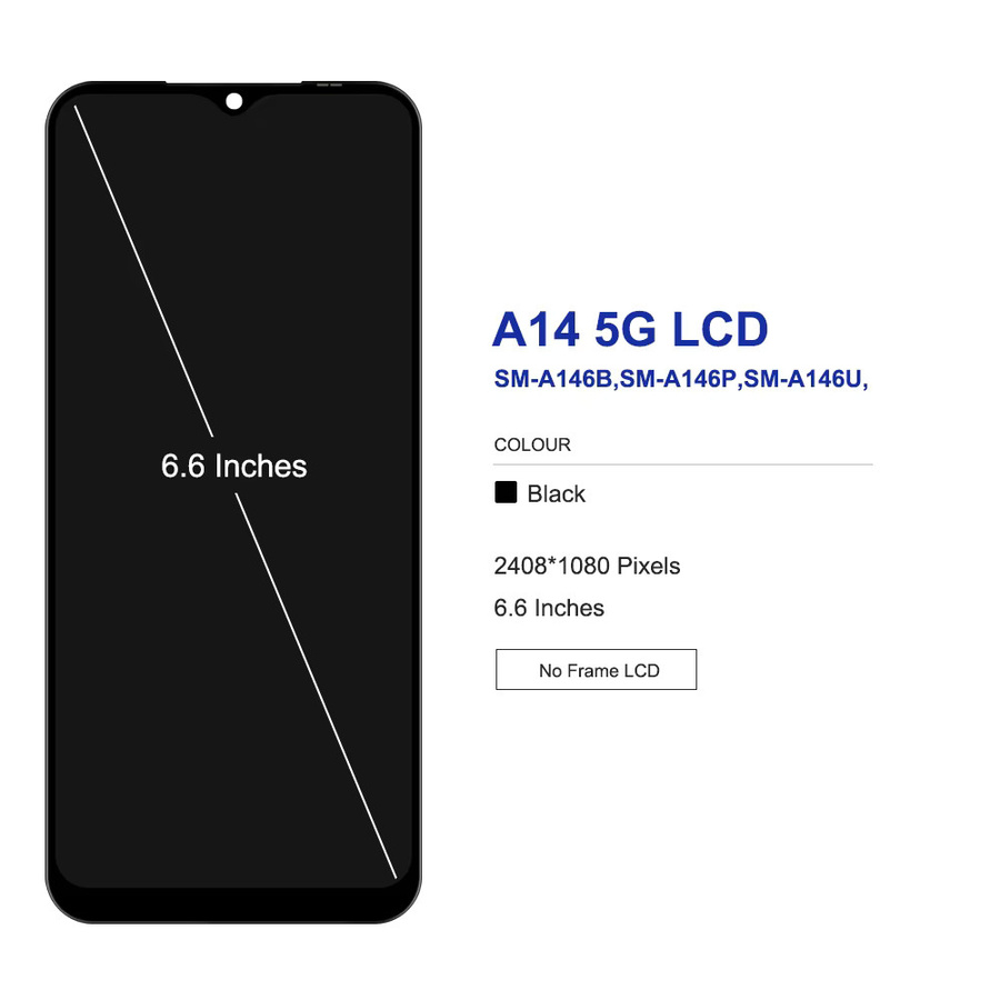 Sinmaytai LCD-Display mit Rahmen für Samsung Galaxy A14 5G (A146B, A146P, A146U), 6,6 Zoll Digitaler Touchscreen in Schwarz - Bild 3