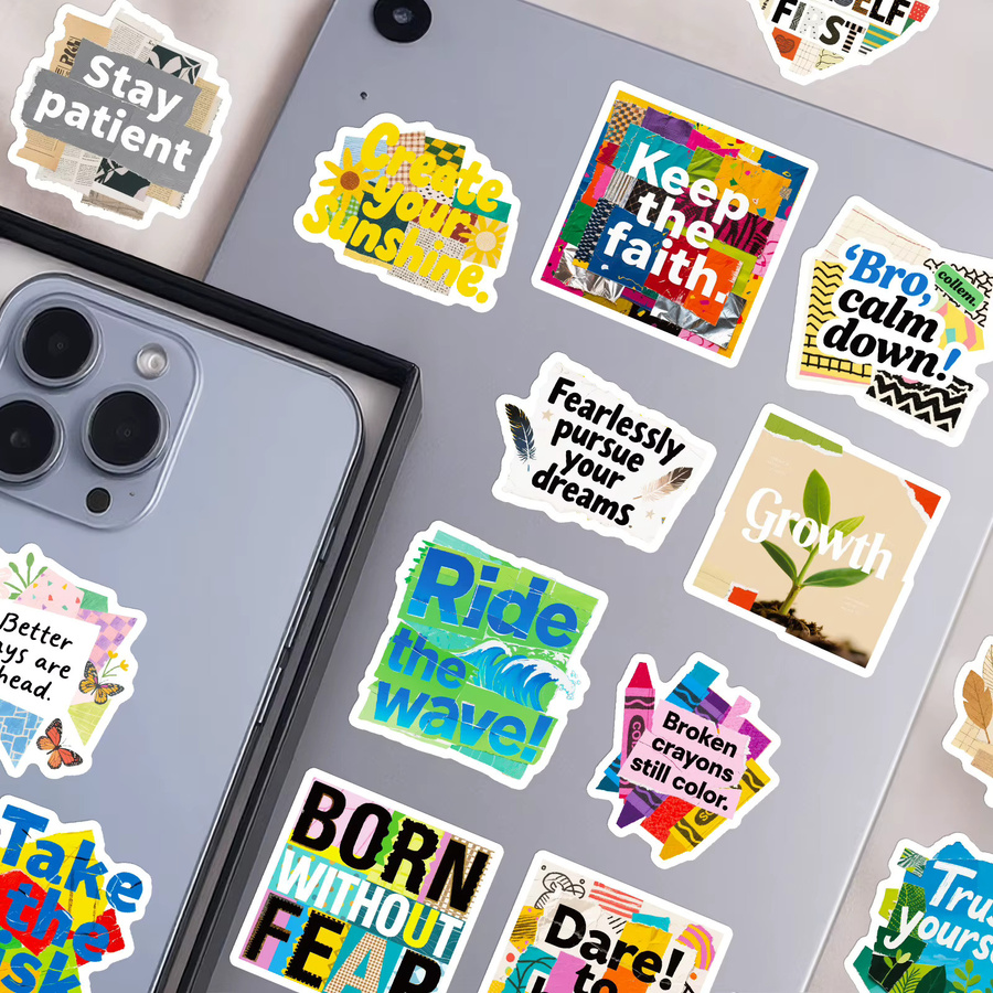 YIIMANNER Graffiti Aufkleber Set mit inspirierenden Texten und abstrakten Motiven, wasserfeste Dekoration in Multicolour, 56 bis 112 Stück - Bild 3