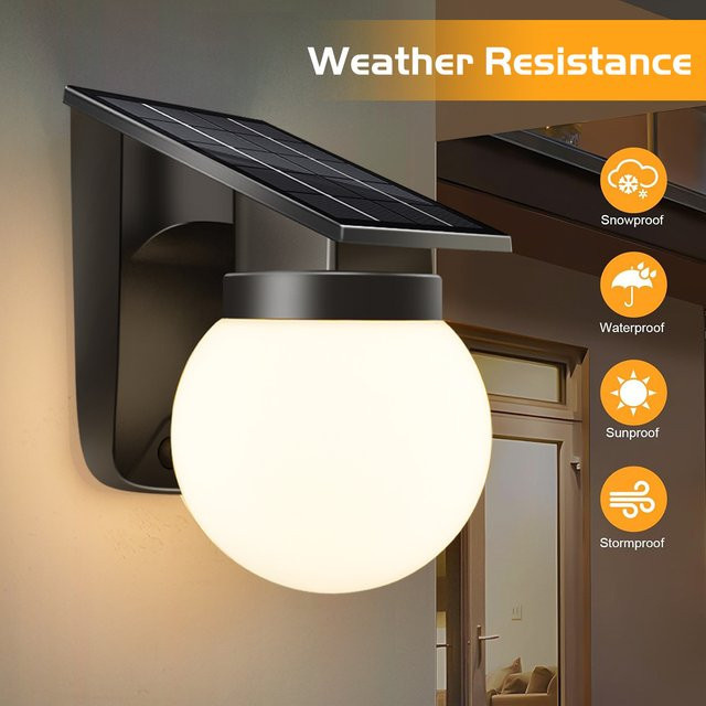 AMARYLLIS Solar-Wandleuchte für den Außenbereich mit einstellbarer Helligkeit und Farbe, IP65 wasserdicht, moderne Gartenleuchte in Schwarz oder Weiß - Bild 1