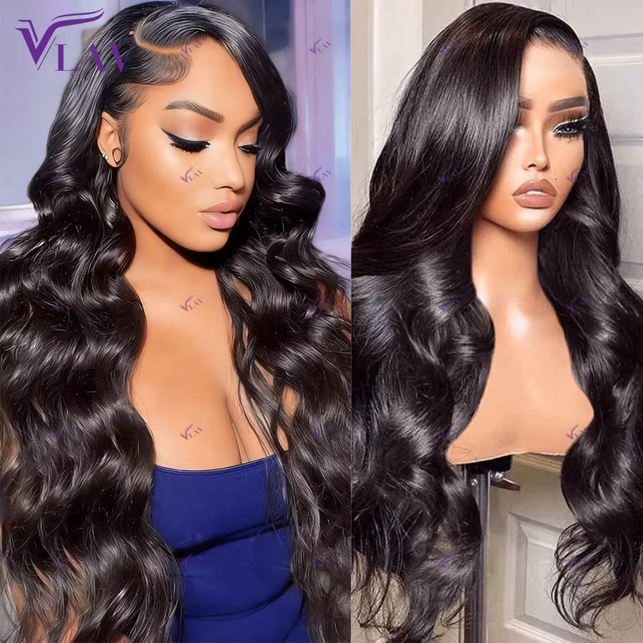 VLAV Body Wave Lace Frontal Perücke, 13x6 HD Transparent, Echthaar, Unisex - Bild 3