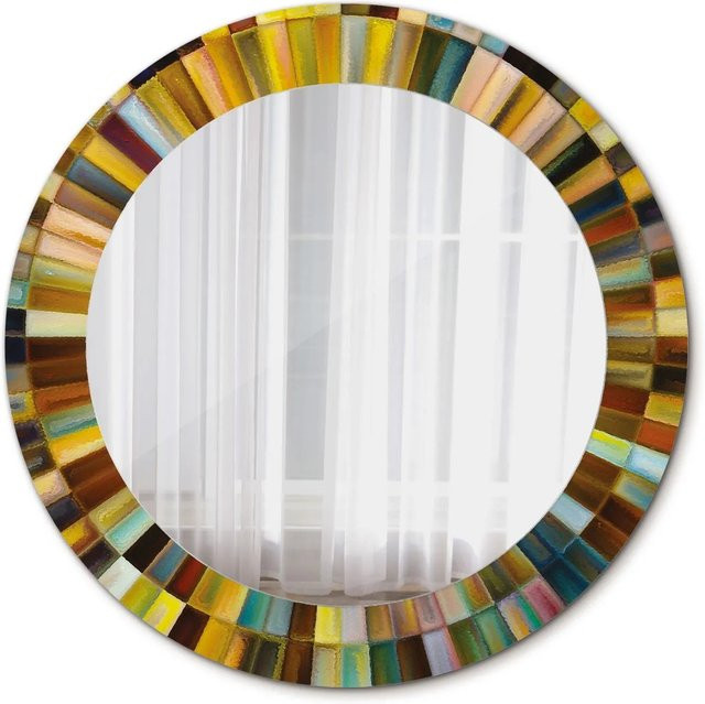 Tulup Rundspiegel mit Motivdruck Bunte Strahlen in Multicolour, Durchmesser: 60 cm - Bild 1