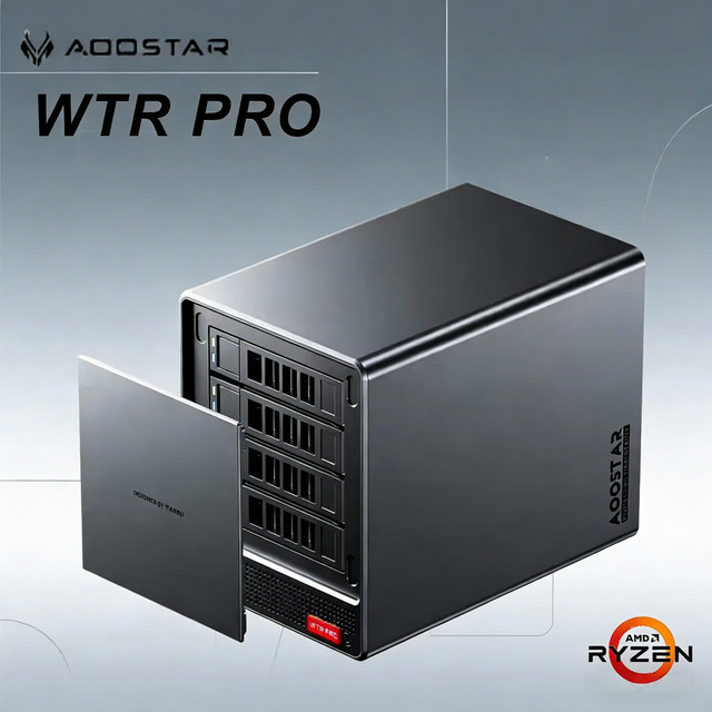 AOOSTAR WTR Pro NAS Mini PC mit AMD Ryzen 7 5825U, 2x DDR4 3200MHz, 4x 2.5/3.5 Zoll HDD-Slots, 2x M.2 NVMe 2280, 2.5G LAN und WiFi6, Schwarz - Bild 1