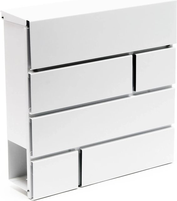 Wiltec Briefkasten V15 Weiß mit Schloss und Zeitungsfach, wandmontiert, pulverbeschichtet, H: 37,0 cm, B: 37,0 cm, T: 10,5 cm - Bild 1