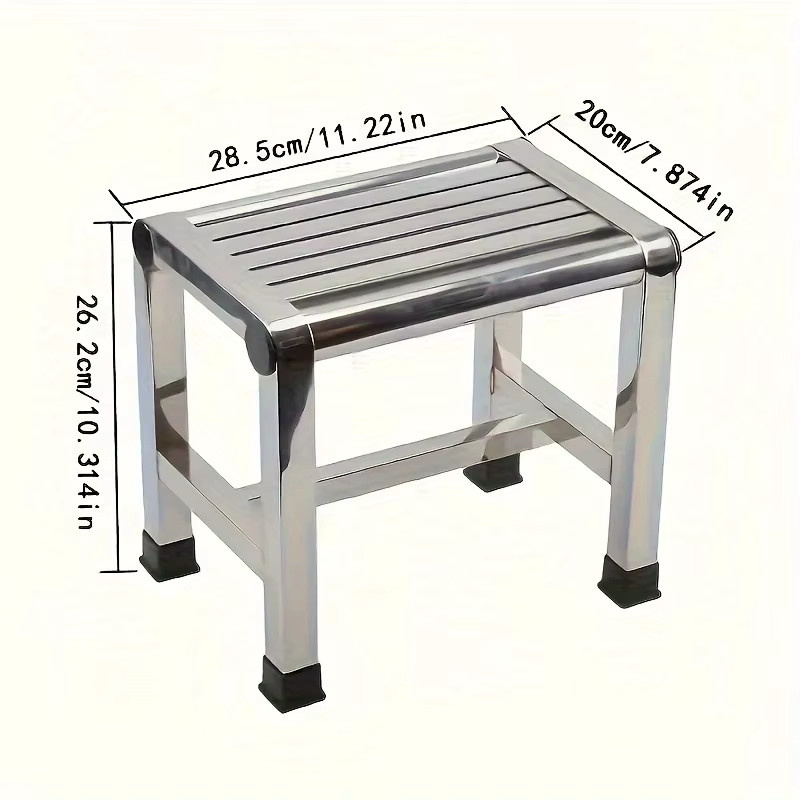 LIUSHADUOLA Multifunktionaler quadratischer Hocker aus Edelstahl in Silber, Durchmesser: 36 cm - Bild 3