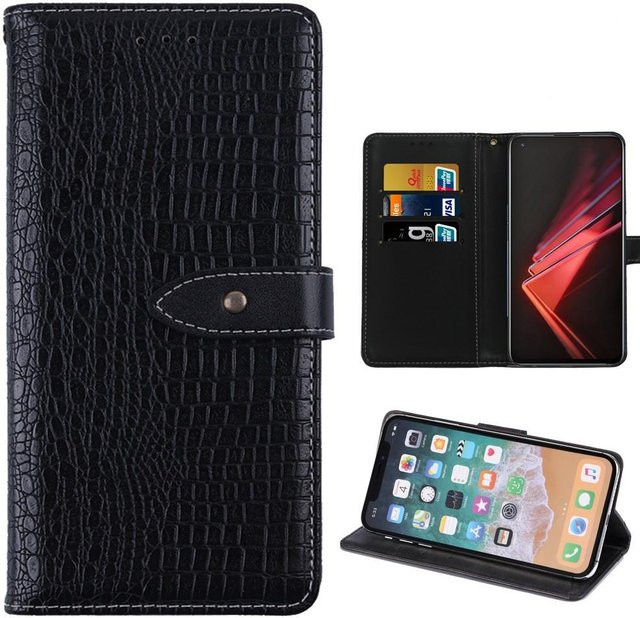 BONUMUM Klapphülle mit Krokodilmuster und Kartenfächer für Ulefone Armor 28 Ultra in Schwarz oder Blau - Bild 1