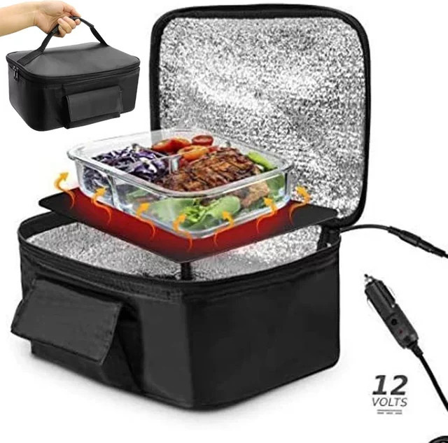 EAFC Tragbare Auto-Lebensmittelwärmer-Tasche für 12 V, Elektrische Lunchtasche zum Aufwärmen von Speisen, Farbe: Schwarz - Bild 1