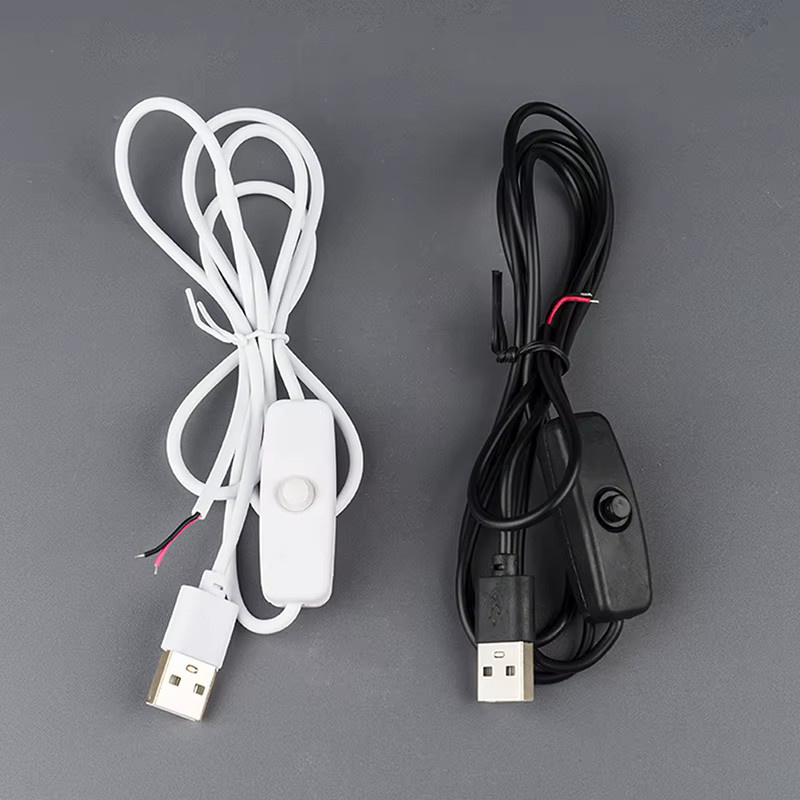ESHYLALA USB-A Stecker auf 2-Core Anschluss Kabel mit ON/OFF Schalter für LED Streifen und Lampen, Schwarz - Bild 3