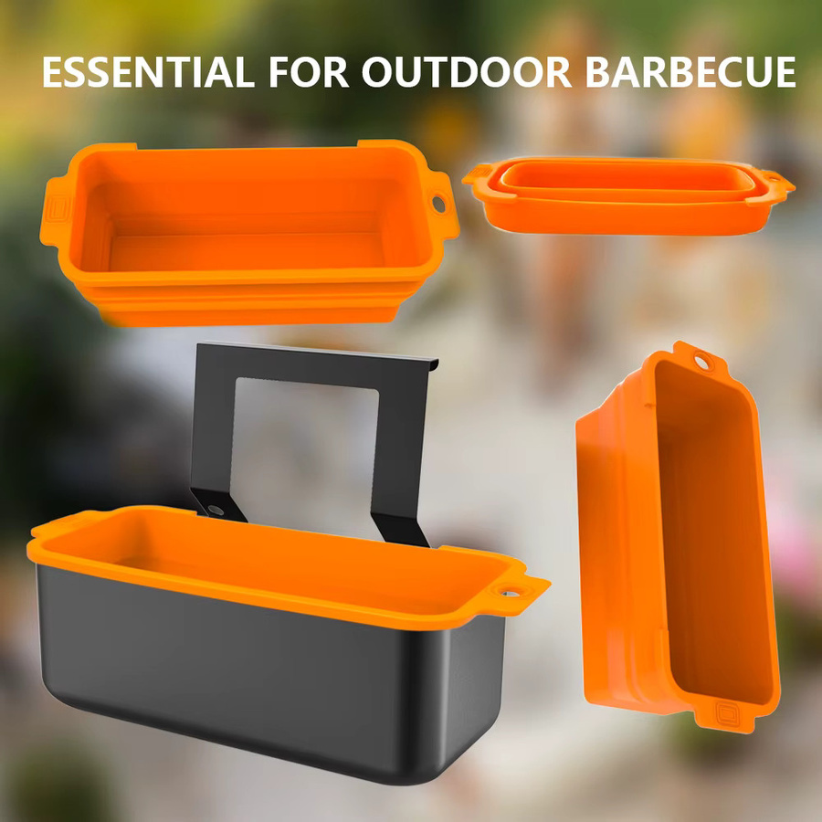 Faltbare Silikon-Fettbehälter-Einlagen für Blackstone Grillplatten in Orange - Bild 2