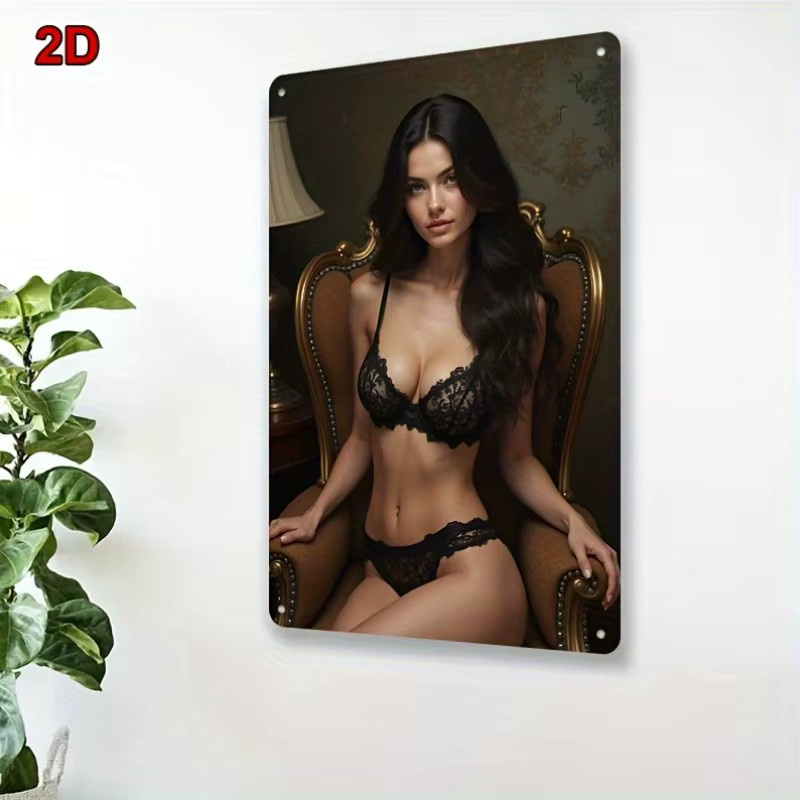 CIFBUY Vintage Metallschild Schwarzes Spitzen-Dessous Retro Eisenwandkunst, Breite: 20,32 cm, Höhe: 30,48 cm - Bild 5