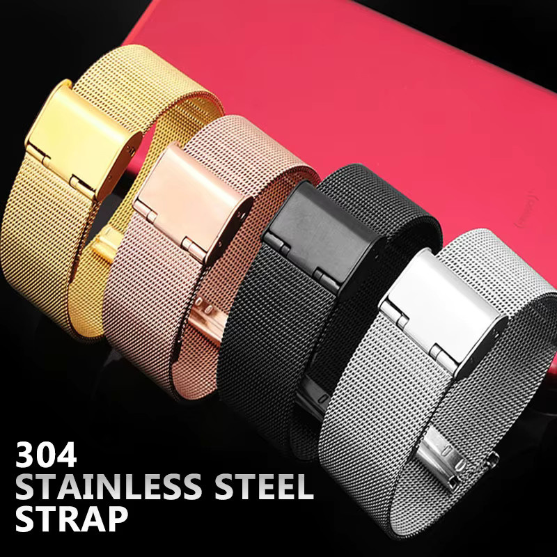 Zhangeer Uhrenarmband Mesh, Edelstahl, Schwarz, Unisex, 12-24 mm - Bild 2