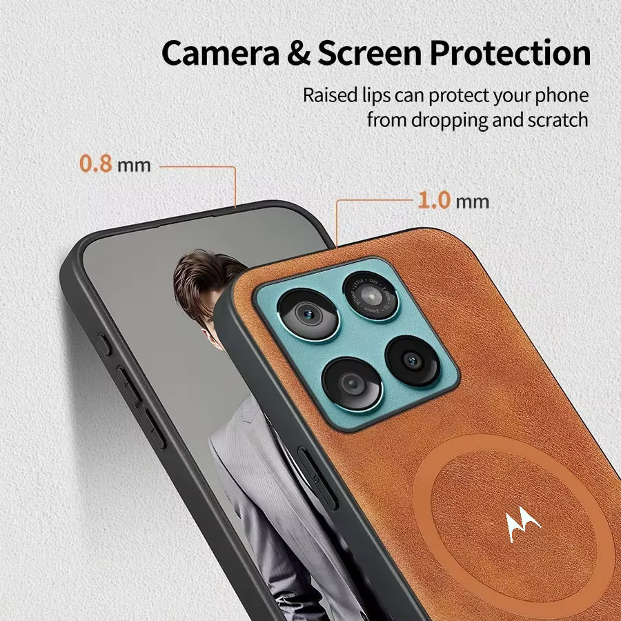 Premium Lederhülle für Motorola Moto Edge 70 Ultra und Moto G86 in Braun mit MagSafe und Anti-Drop-Schutz - Bild 2