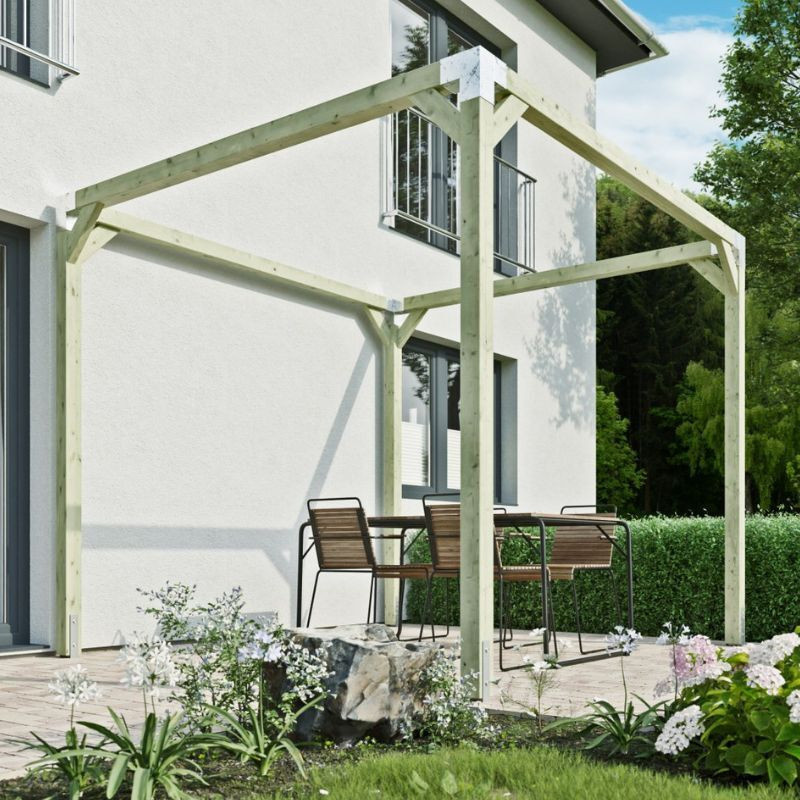 Pergola Set QUATRO von T&J in Braun und Beige aus Holz - Bild 1