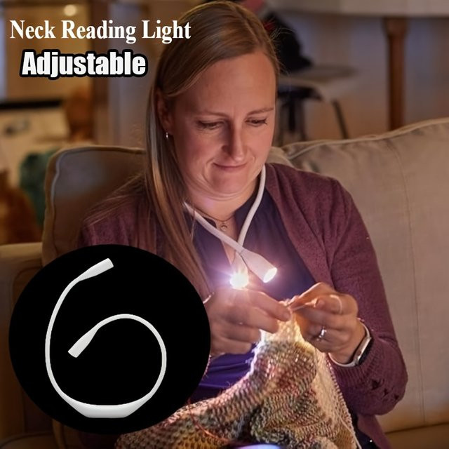 KDULIT LED Nackenleselampe, Dimmbare Tragbare Buchleuchte in Schwarz für Handarbeit und Lesen, Batteriebetrieben mit 3 Lichtfarben - Bild 1