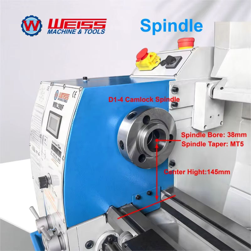 WEISS WBL290F Metalldrehmaschine Tischdrehmaschine mit 1,5 kW bürstenlosem Gleichstrommotor, D1-4-Spindel mit 38 mm Spindelbohrung und 160 mm 3-Backenfutter, Weiss - Bild 4