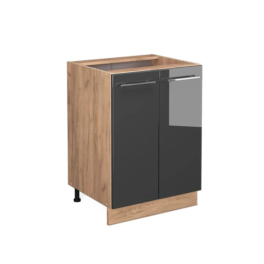 Vicco Küchenunterschrank Fame-Line in Eiche und Anthrazit Hochglanz mit Softclose-Scharnieren und Einlegeboden, Breite: 60 cm - Bild 3