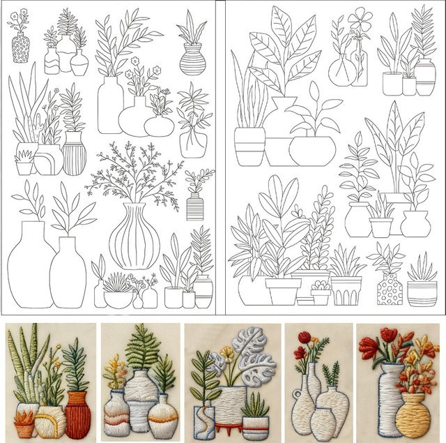 Selbstklebender und waschbarer Stickstabilisator mit Blumenmuster für Handstickerei - Bild 1