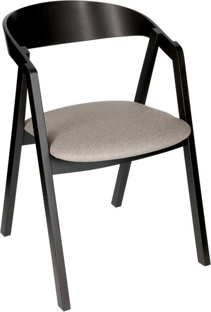 VEGA Stapelstuhl Calma aus Buchenholz mit Stoffbezug, 2er Pack, Sitzfarbe Taupe, Gestell schwarz lackiert, B/T/H: 54 x 53 x 79 cm - Bild 1