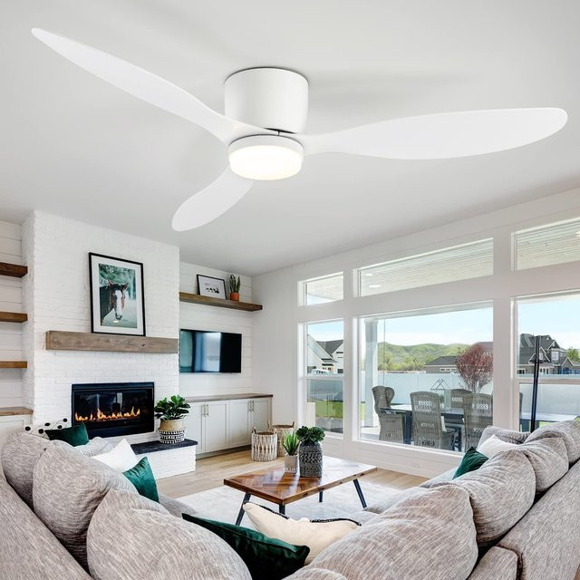 IRALAN Smart Deckenventilator mit 3-Farben-LED-Beleuchtung und Fernbedienung, schwarz/weiß - Bild 1