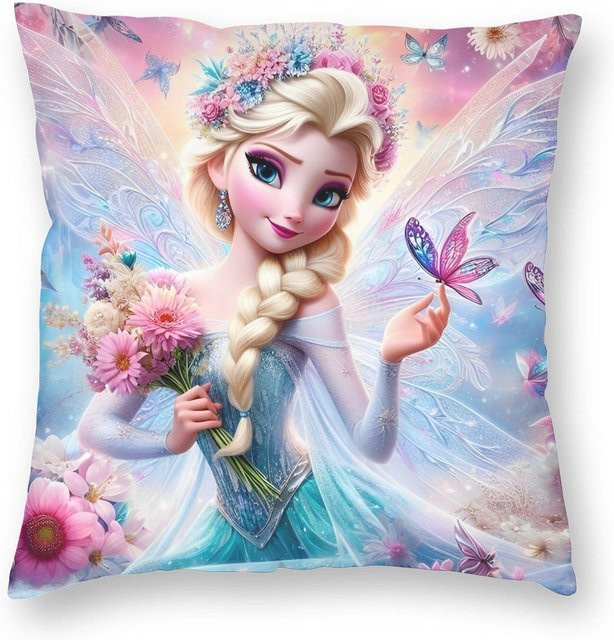 ZX Blanket Kissenbezug Frozen Elsa und Anna aus Polyester, quadratisch, B/H: 40 x 40 cm, Multicolour - Bild 1