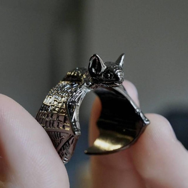 Fledermausring, Zinklegierung, Silber, Herren - Bild 1