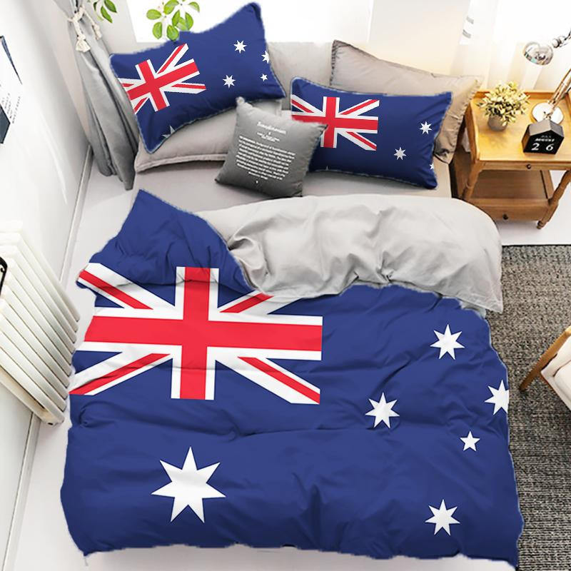 Bettbezug-Set mit Aufdruck Australien Nationalflagge aus weicher Mikrofaser in Blau, B/H: 220 x 240 cm, 3-teilig - Bild 2