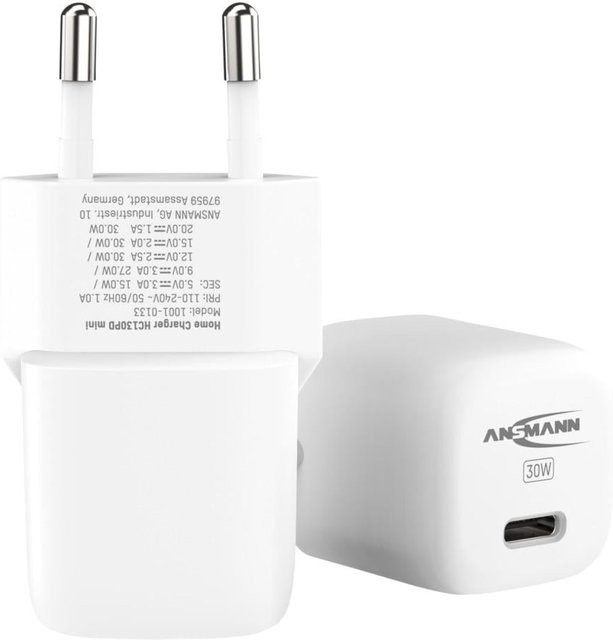 Ansmann Home Charger HC130PD mini USB-C Ladegerät, 30 W, 3 A, Weiß - Bild 1