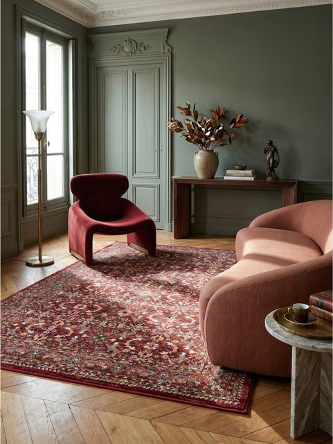 Berber Teppich Kadima Design Rot mit Blüten-Allover aus Polypropylen, B: 120 cm, T: 170 cm - Bild 1