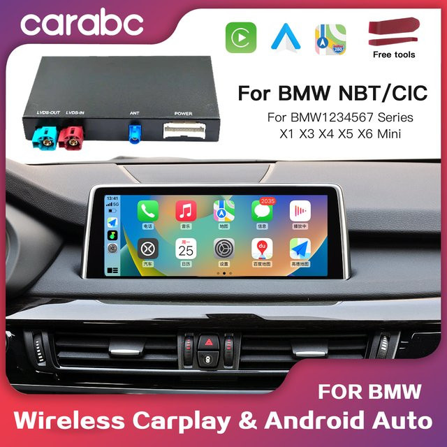 CARABC Wireless CarPlay und Android Auto Interface für BMW NBT CIC Serien und MINI in Schwarz - Bild 1