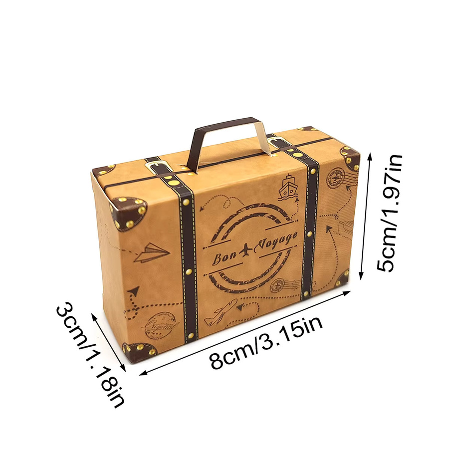EsenTroye Mini Reise Geschenkboxen aus Kraftpapier mit Retro-Label für Geburtstag, Hochzeit und Party - Bild 5