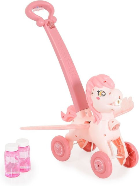Moni Pony Wings Schiebespielzeug, rosa, mit beweglichen Flügeln, Musik, Seifenblasen - Bild 1