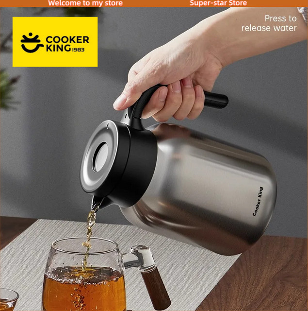 COOKER KING Isolierter Edelstahl Wasserkocher und Thermoskanne in Silber, 1,5 l bis 2,0 l Fassungsvermögen - Bild 1