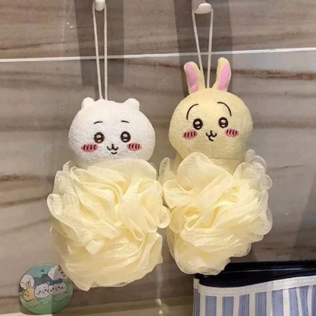 Bandai Badeschwamm Usagi Hachiware, weiß, Körper-Peeling-Bürste - Bild 1