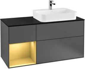 V&B Waschtischunterschrank Finion in Anthrazit mit Regalfach links, Breite: 120 cm, Tiefe: 50,1 cm, Höhe: 50,1 cm - Bild 1
