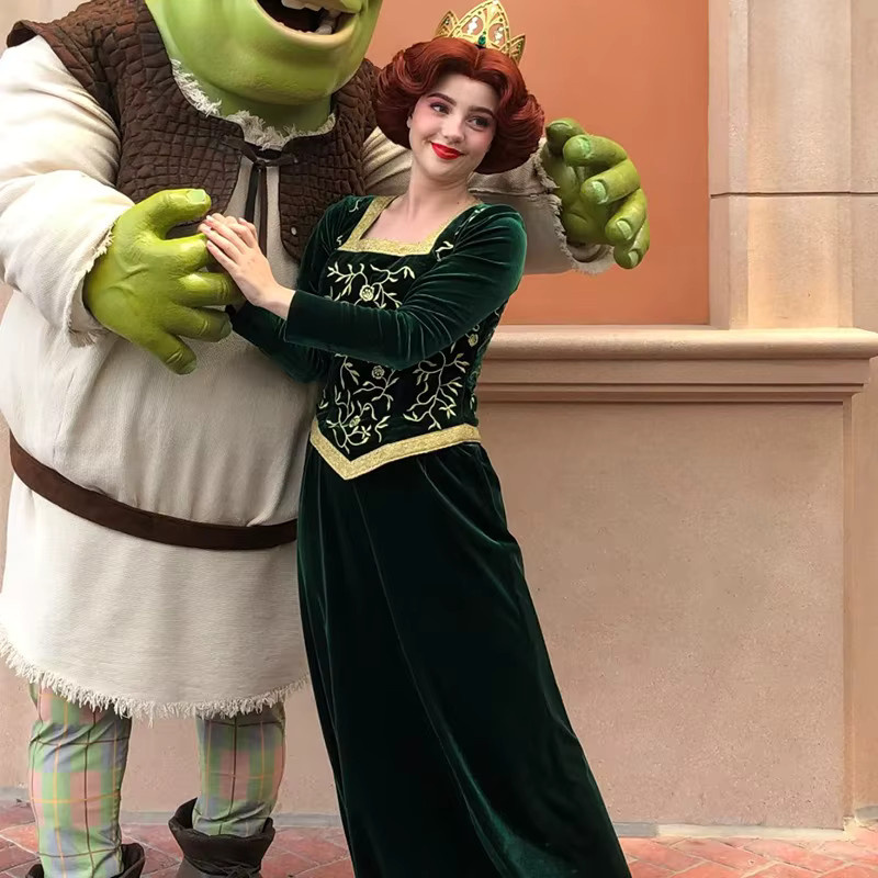 Keeppley Shrek Prinzessin Fiona Cosplay Kostüm, langes Kleid, Grün - Bild 3