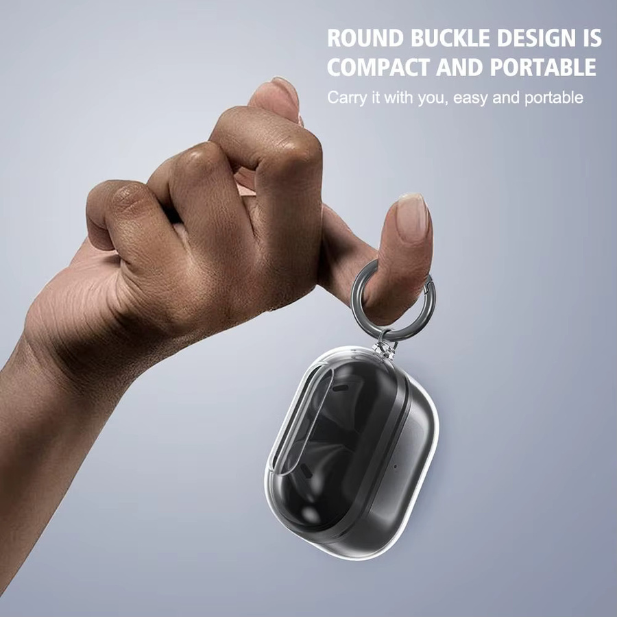 Stoßfeste Silikonhülle für Samsung Galaxy Buds 3 Pro in Transparent oder Purple mit Schalterhaken - Bild 4