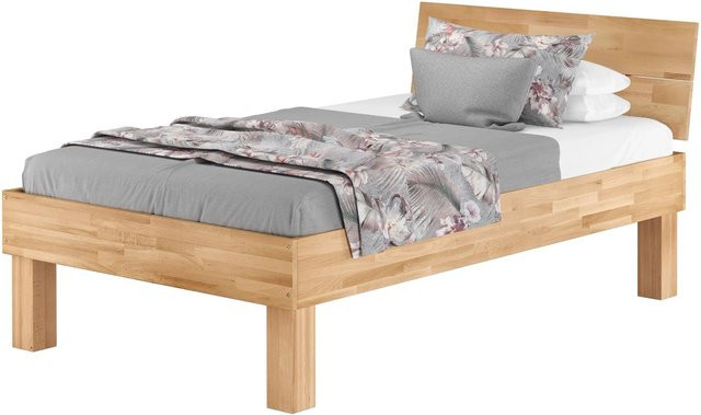 Erst-Holz Buchenbett Modell 81 aus Massivholz in Braun, B/T/H: 120 x 200 x 125 cm - Bild 1