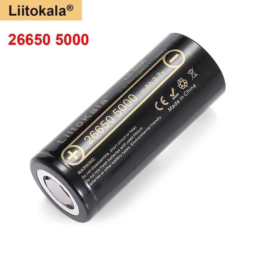 LiitoKala Li-Ionen-Akku 26650 mit 5000mAh und 20A Entladestrom in Schwarz - Bild 2