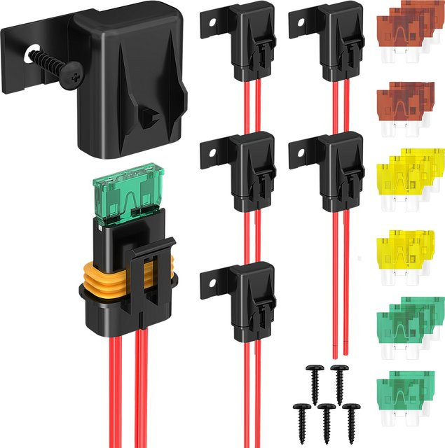 DaierTek 5er Set Inline-Sicherungshalter 12 AWG für 12 V ATC/ATO-Flachsicherungen in Schwarz - Bild 1