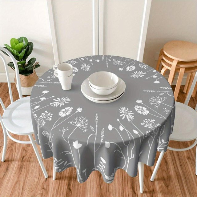 JINGYUE Pet Tischdecke im Retro-Bauernhaus-Stil mit Lamm- und Blumenmuster, Grau, B/T: 152 x 152 cm - Bild 1